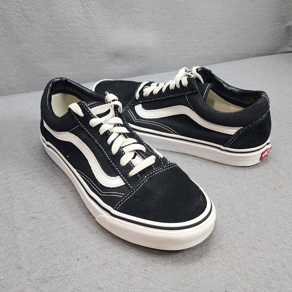 Vans Old Skool Sneakers Black White Suede Canvas Skate Shoes Womens‎ 7 Mens 5.5
